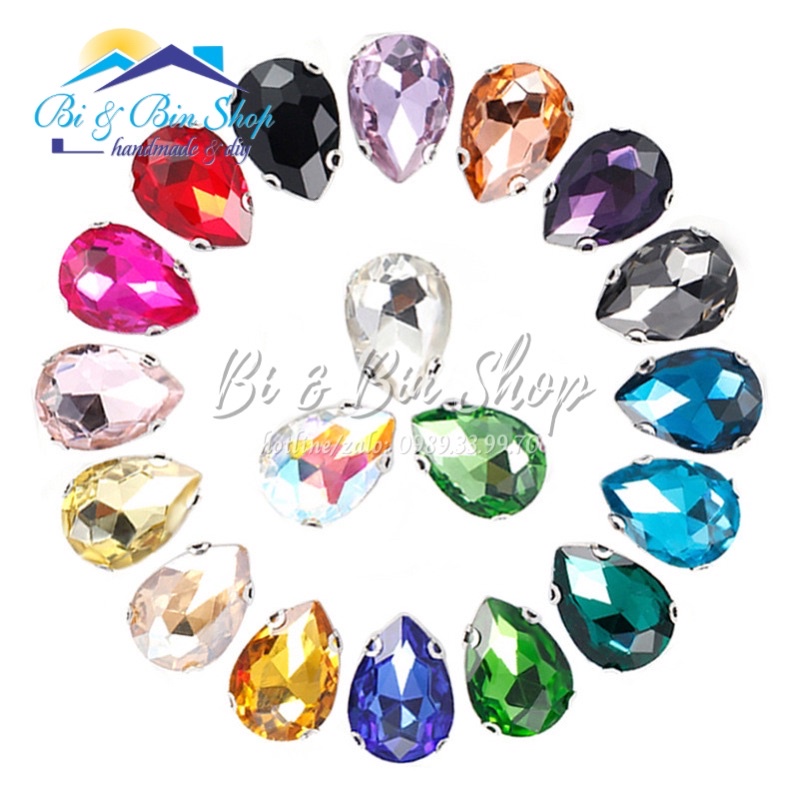 10 Viên Đá Đế Giọt Nước Hạt Pha Lê 10x14mm Đính Kết Trang Phục Thời Trang, Trang Trí Vương Miện - Bi &amp; Bin Shop