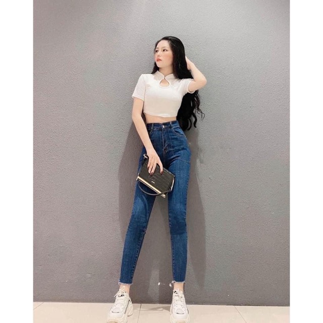 QUẦN JEANS CO GIÃN LƯNG CAO TÚI ỐP