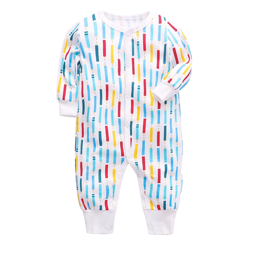 Áo liền quần LUCKYCANDY cotton dài tay phong cách mới lạ cho trẻ em 0-24 tháng tuổi