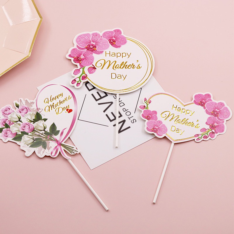 Que Cắm Trang Trí Bánh Chữ Happy Mothers Day Xinh Xắn