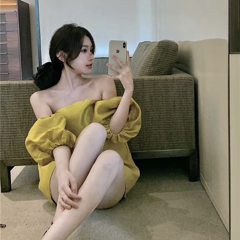ÁO TRỄ VAI MÀU VÀNG SANG CHẢNH ULZZANG CHICGIRL