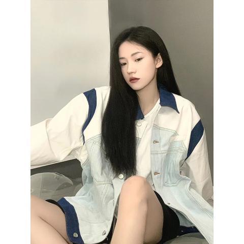 Áo Khoác Denim Dáng Rộng Thời Trang Vintage Cá Tính Cho Nữ