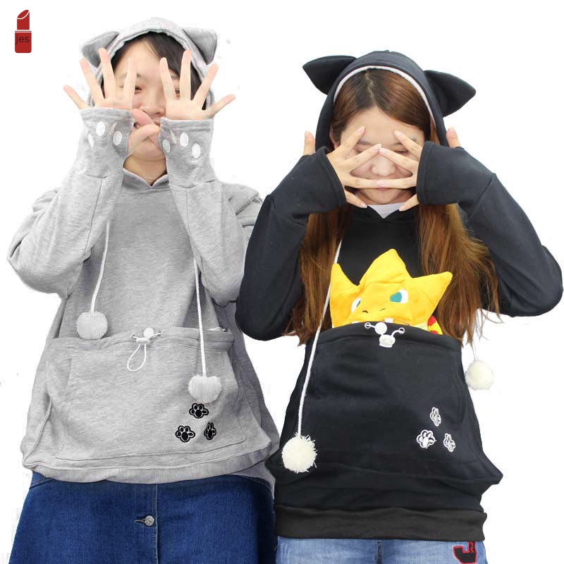 【COD】 Women Dog Cat Hoodies Sweatshirt With Cuddle Pouch Casual Kangaroo Pullover Tops | BigBuy360 - bigbuy360.vn