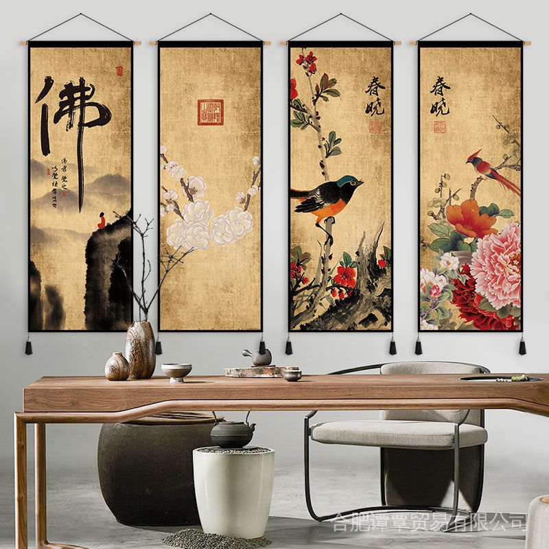 Tranh Vải Treo Tường Phong Cách Trung Hoa Retro Độc Đáo