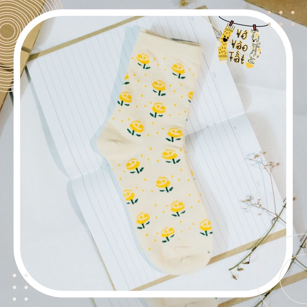 TẤT VỚ NỮ CỔ CAO HỌA TIẾT VÀNG XANH