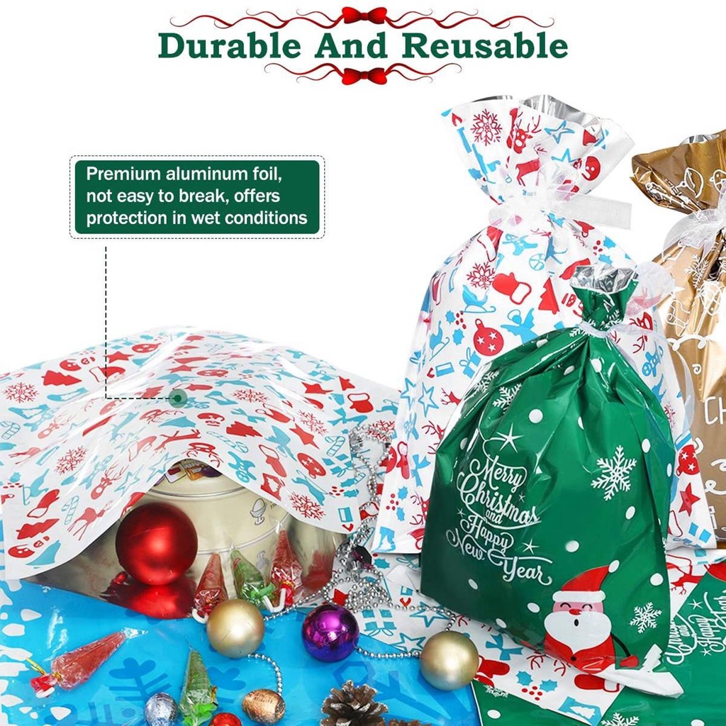 Bộ 30 Túi Đựng Kẹo / Sô Cô La Nhiều Kiểu Dáng Trang Trí Tiệc Giáng Sinh