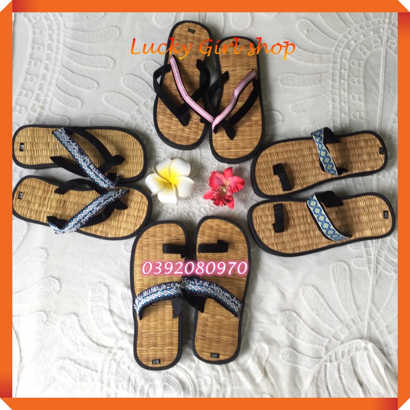 Dép Cói Quai Thổ Cẩm Đế Dày 2 Phân Nhiều Mẫu - Hàng Việt Nam - Lucky Girl shop