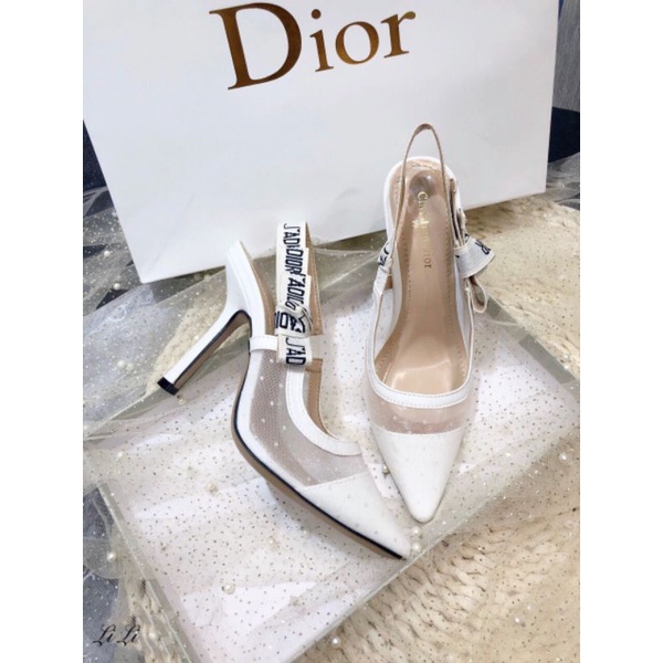 (ẢNH THẬT) Sandal Trắng 9p Lưới Gót Cong Siêu Mềm Êm Fullbox Bill Túi Hãng Cao Cấp