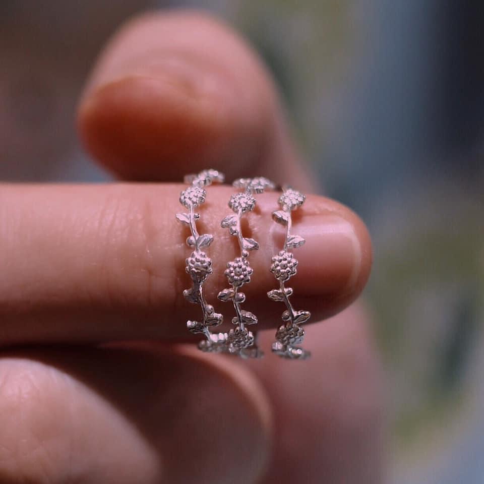 Nhẫn hoa lá đẹp dịu dàng Bạc S925 NG90