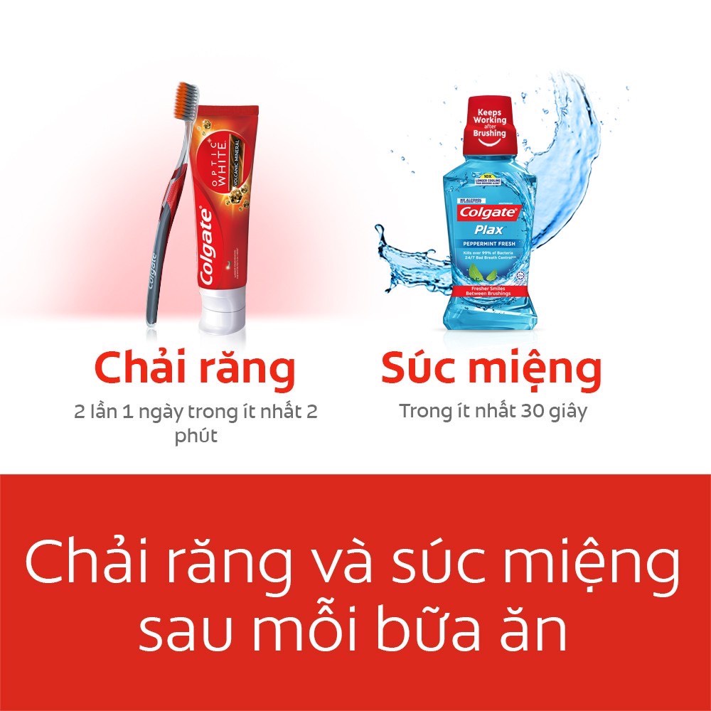 COMBO 4 tuýp kem đánh răng Colgate Optic White Làm trắng và sáng răng từ tinh chất núi lửa 100gX4