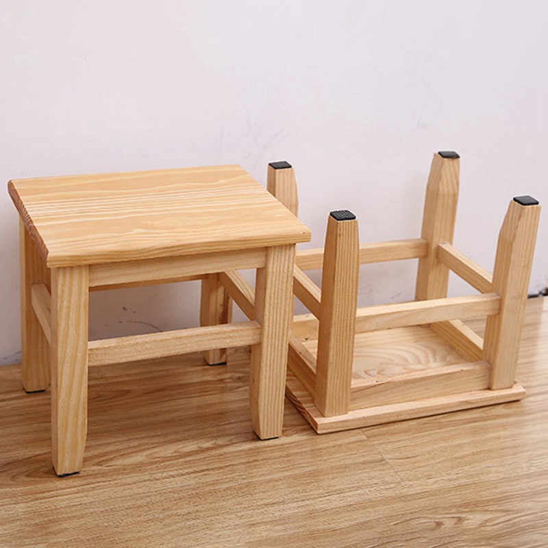 ⌒Multi-Function Solid Wood Shoe Children'S Adult Living Room Home Small Sof On-Slip Bath Bench Stool