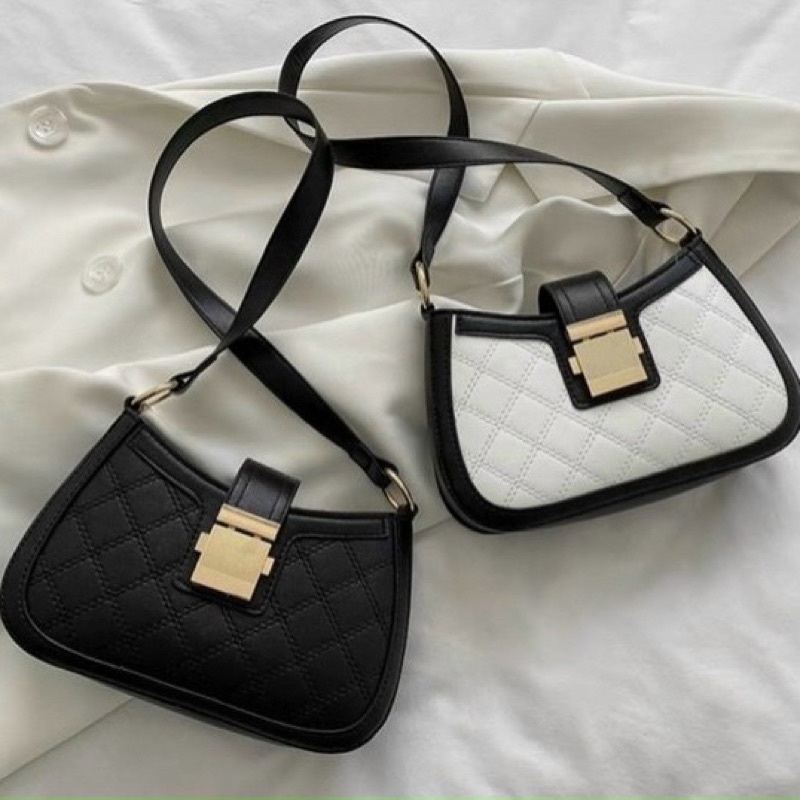 Túi xách nữ, Túi kẹp nách trần ô khoá bấm siêu xinh