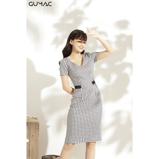 Đầm caro phối eo GUMAC MS10903_DEN