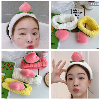 Băng Đô Turban Quả Đào 3D Vải Bông Nhung Siêu Mềm