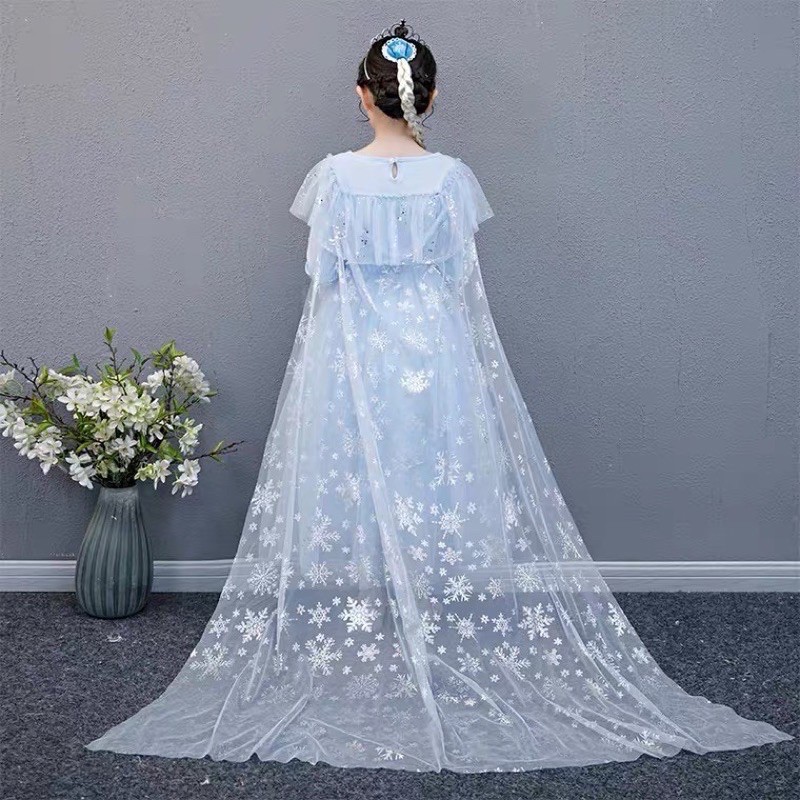 [SẴN - HÀNG CAO CẤP DÀI TAY] Đầm váy công chúa Elsa dài tay kèm tà dài cho bé gái