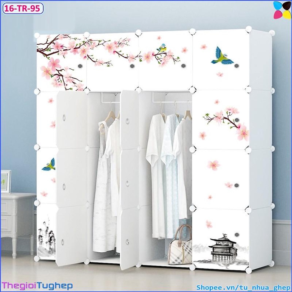 TỦ NHỰA GHÉP THÔNG MINH 16 Ô KHỔ LỚN SÂU 47 CM