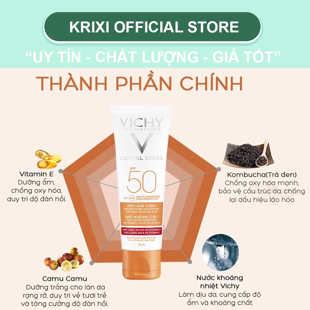Kem chống nắng Vichy Capital Soleil Mattifying 3in1 SPF50+