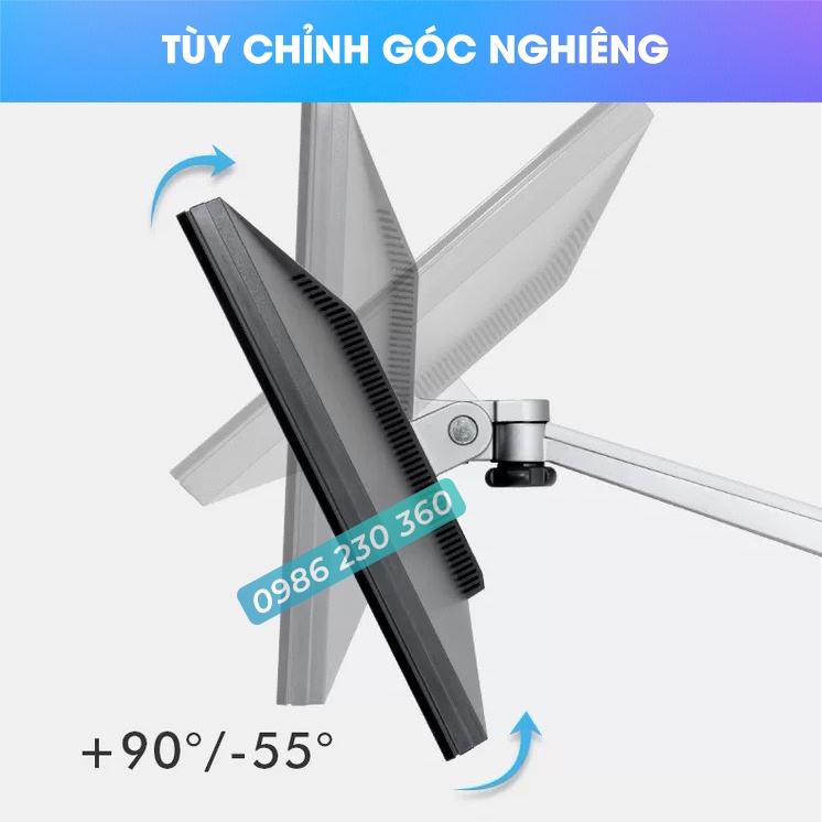 OA-7X | Giá Treo Màn Hình  24 - 27 - 32 Inch  - Kèm Tay Treo Đỡ Laptop 10 - 15.6 Inch -  Hợp Kim Nhôm Cao Cấp