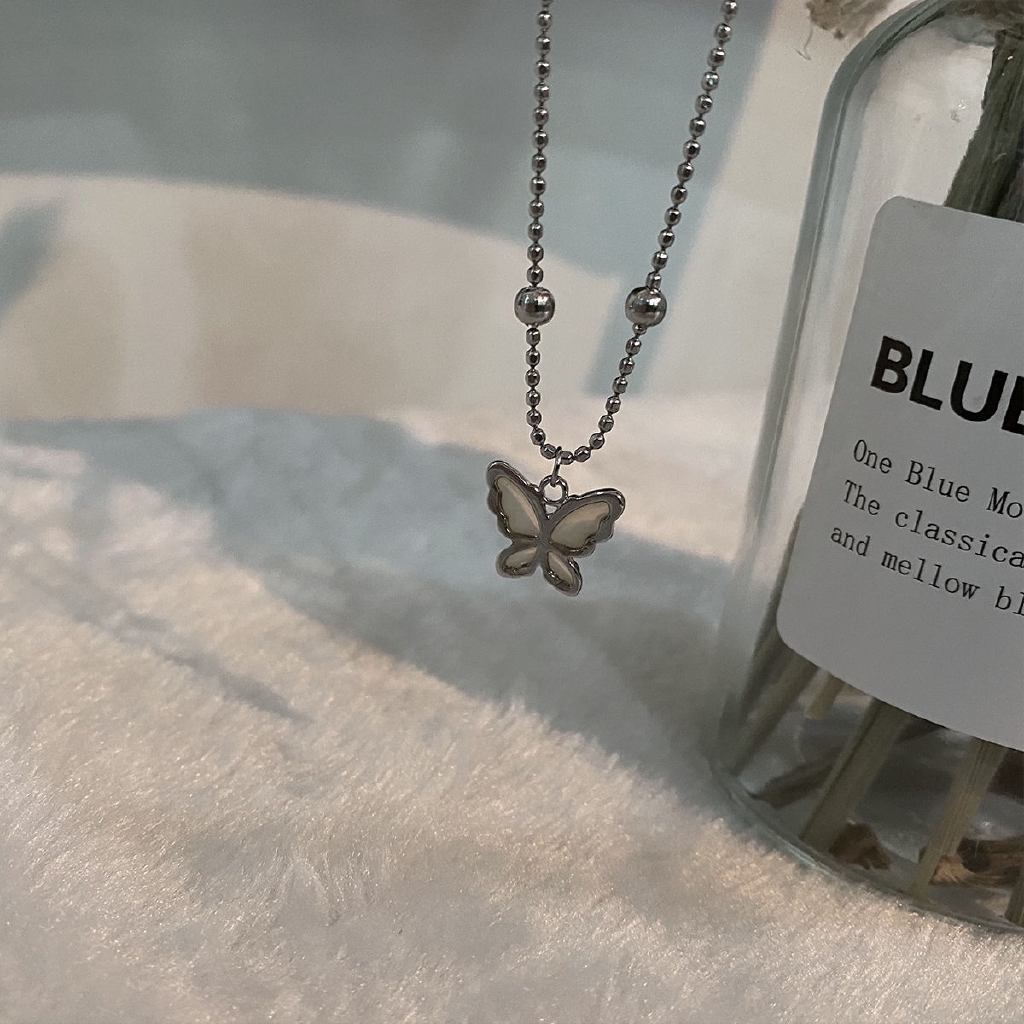 Vòng cổ choker mặt bướm trong suốt nhiều màu phong cách thời trang dễ phối đồ 22478