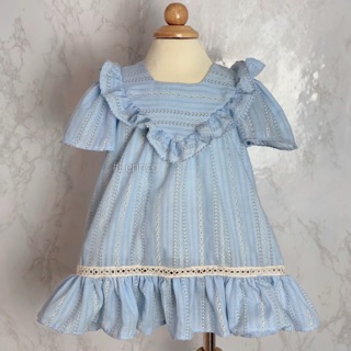 Váy xanh thêu nối ren Lennco(13-15kg)