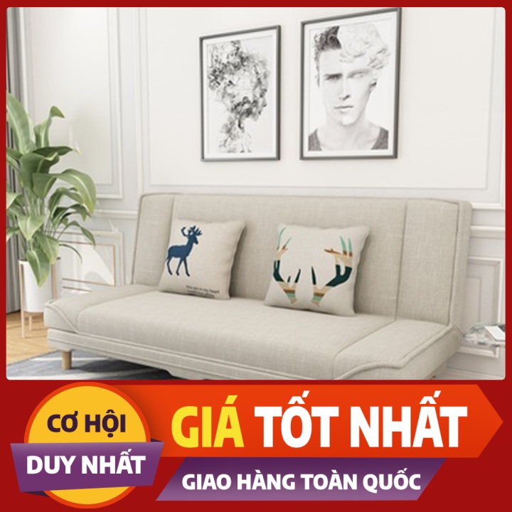 Ghế Sofa, Ghế Sofa Giường Phong Cách Bắc Âu Chất Liệu Vải Cotton & Lanh Tặng 2 Gối Ôm