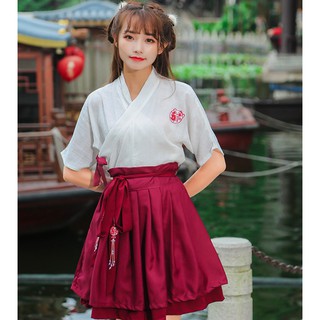 Hán phục cách tân váy ngắn mèo chiêu tài