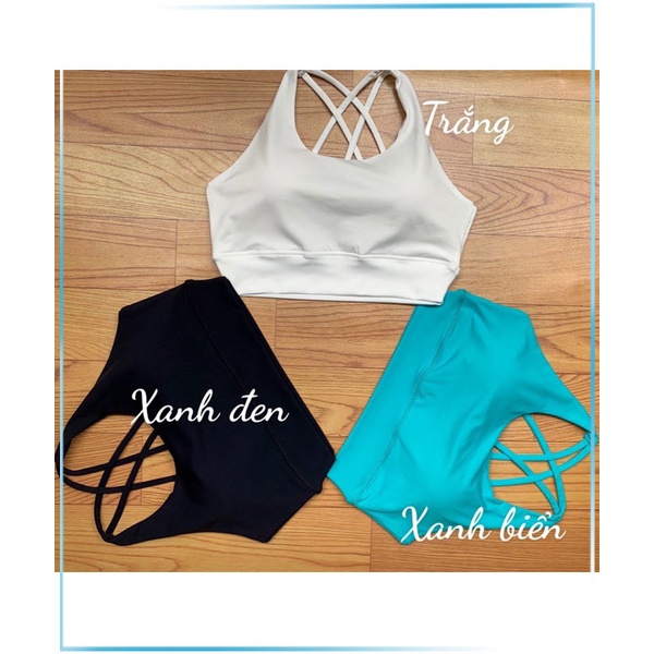 Áo Bra VNXK Đan Dây Lưng – Xanh Coban (Kèm Mút) - Áo Tập Gym, Yoga Cho Nữ Mẫu Mới