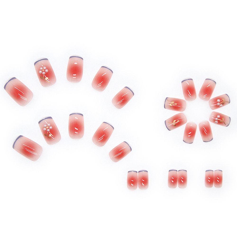 Bộ 24 Móng Tay Giả Ngắn / Tròn / Vuông Che Phủ Toàn Diện Kiểu Pháp