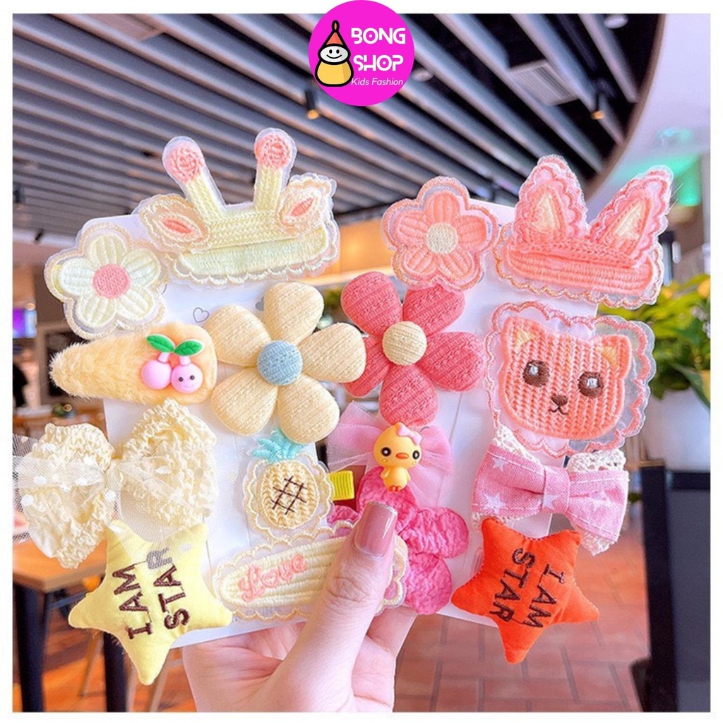 Set kẹp tóc hình nơ dễ thương cho bé gái
