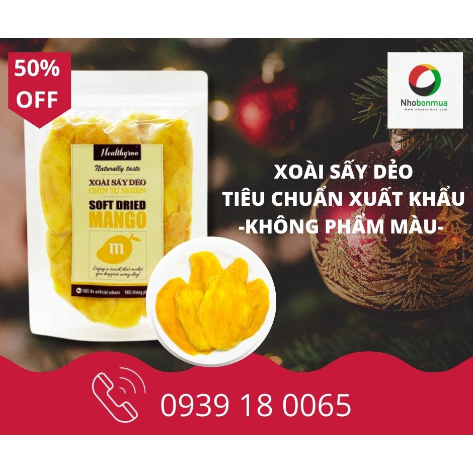 Xoài Sấy Dẻo 500g xuất khẩu Châu Âu- Healthyroo-không sơ, thịt xoài mềm thơm