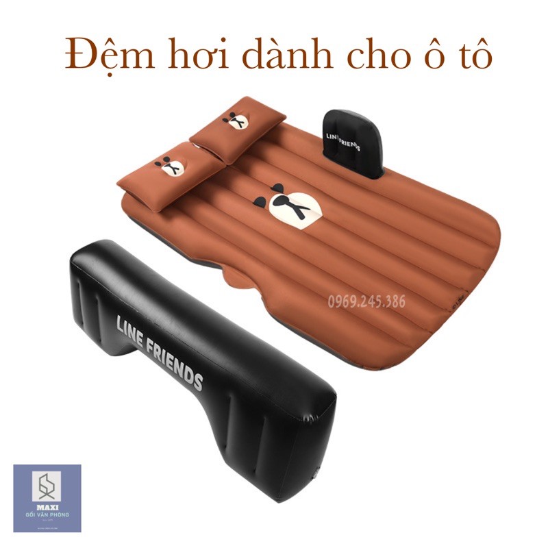 [Hàng cao cấp] Đệm Hơi Ô Tô Đế Rời - Nệm Hơi Ô Tô Friend Line(Tặng Phụ Kiện Bơm Hơi) - CAR005