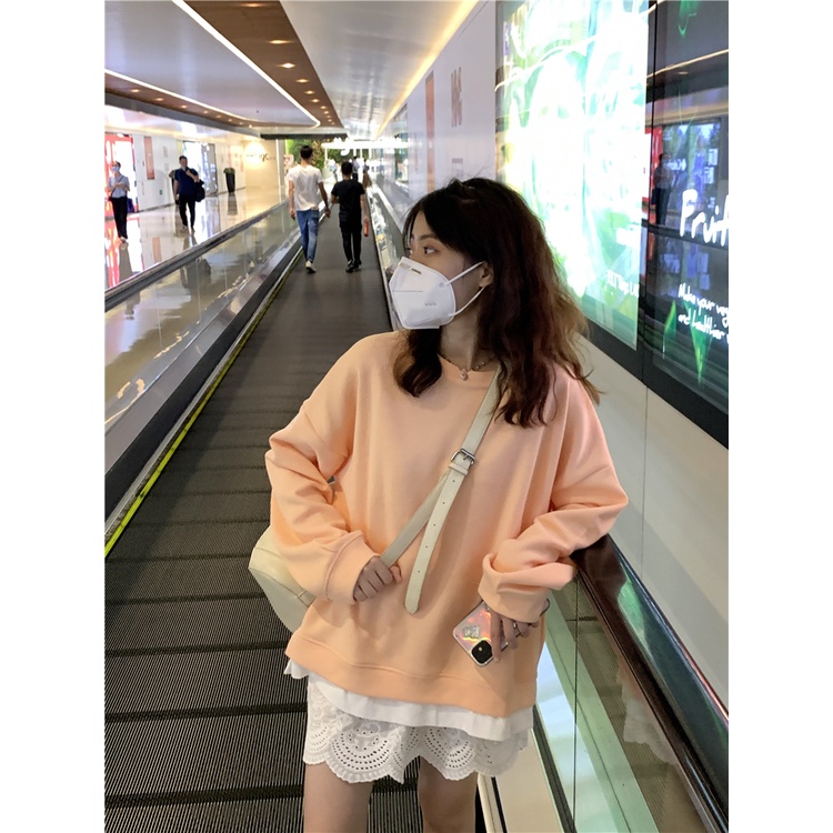 Áo Nỉ Nữ Dài Tay Cổ Tròn Màu Trơn Thời Trang Mới