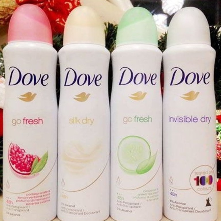 Xịt khử mùi nữ Dove ngăn ngừa mồ hôi và khô thoáng vùng da dưới cánh tay 150ml