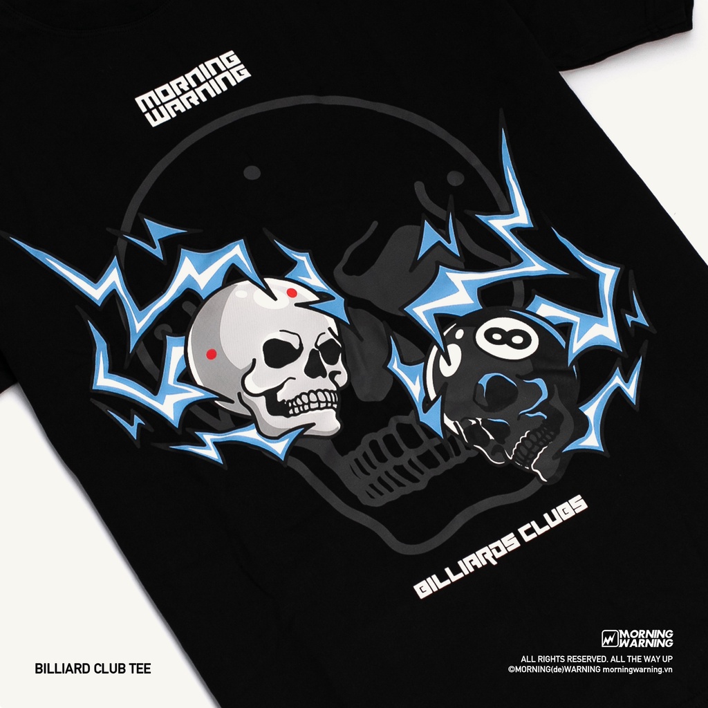 Áo thun Morning Warning Billiard Club - CLB Bida - Áo Thun Unisex Form Rộng Tay Lỡ Oversize Cotton 100% Local Brand