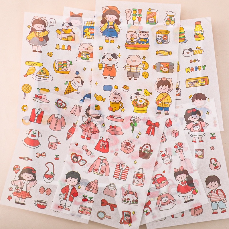 Sticker 4 Tấm Em Bé Nhiều Màu