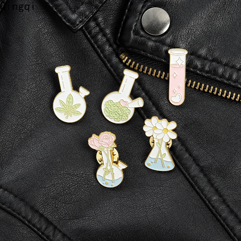 Miss Zoe Huy hiệu cài tóc thiết kế hình dạng ống nghiệm họa tiết hoa hoạt hình đáng yêu