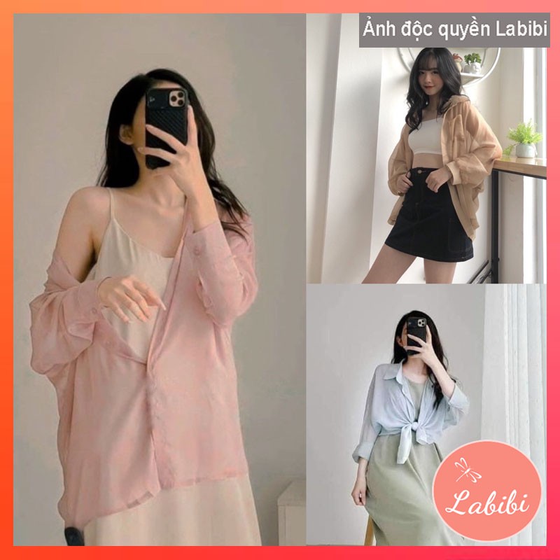 Áo Sơ Mi Nữ Trơn Voan Mỏng Ulzzang, Áo Giấy Buộc Eo Khoác Ngoài Đi Biển Nhiều Màu, Labibi | BigBuy360 - bigbuy360.vn