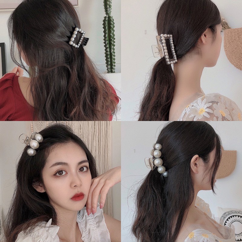 Kẹp tóc càng cua ngọc trai nhân tạo kiểu dáng hàn quốc hot trend Mely 1439