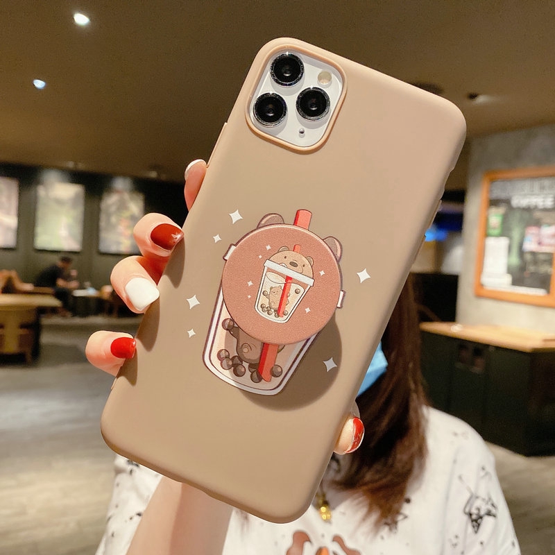 ST| COD&Ready Stock】Couple Milk Tea Bear Case For S1 Pro Y20 Y20s Y12s 2021 Y30i Y30 Y50 Y19 Y11 Y12 Y15 Y17 Y65 Y71 Y81 Y91 Y93 Y95 V5s V5 V7 V9 V5 V11 V15 Z1 Pro Popsocket Case