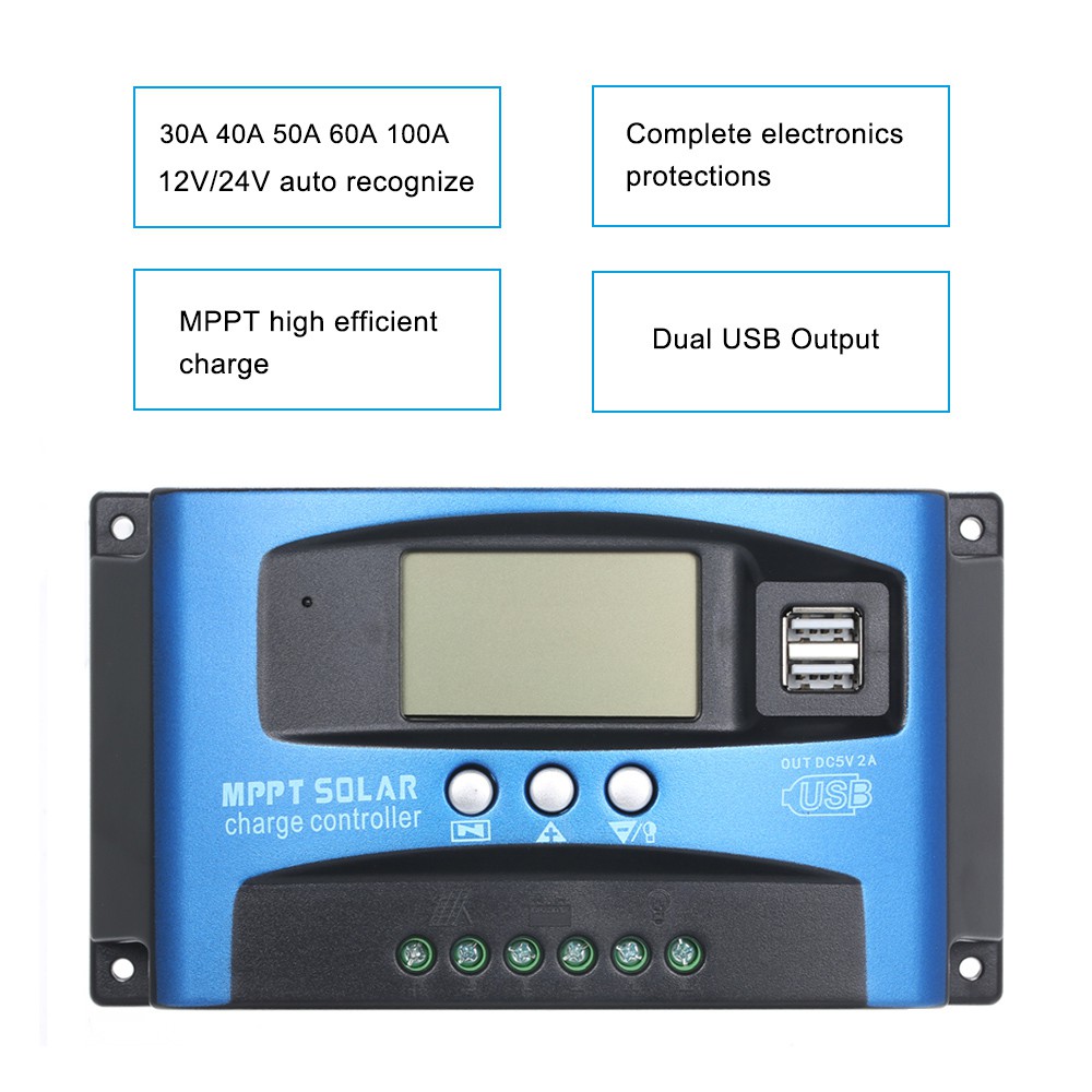 Bộ điều khiển sạc pin năng lượng mặt trời công suất 60A MPPT sạc pin lithium- ắc quy axit chì