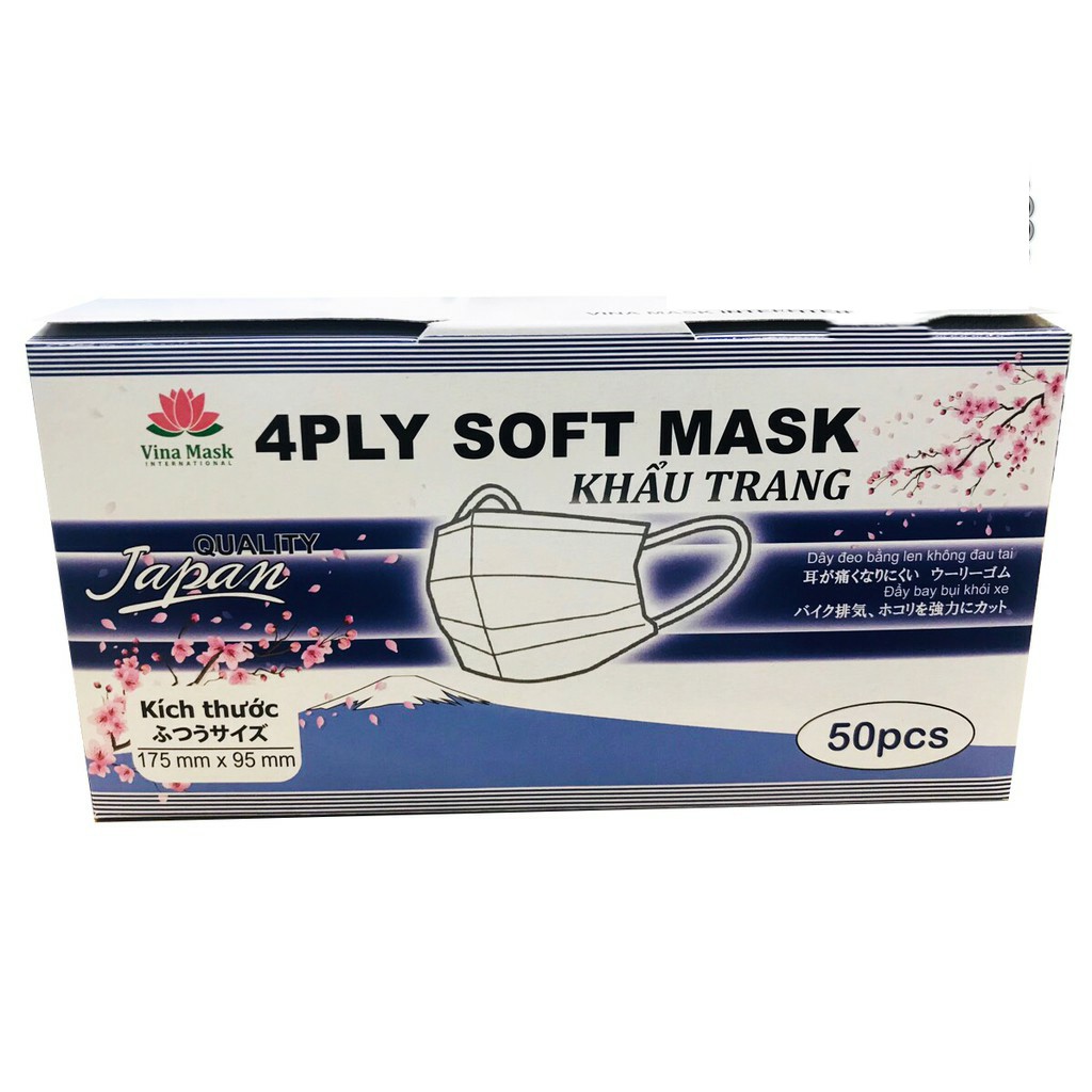 Hộp 50 Khẩu trang y tế Nhật Bản 4 lớp Vinamask