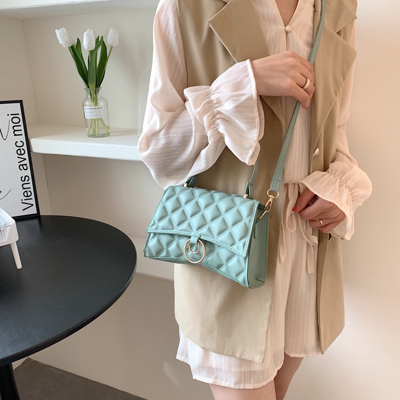 Túi Đeo Chéo Một Bên Vai Hình Vuông Họa Tiết Kim Cương Phong Cách Âu Mỹ Mới 2022 Cho Nữ