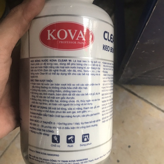 Keo bóng nước chống thấm Kova lon 1kg (dành cho bề mặt đã hoàn thiện)
