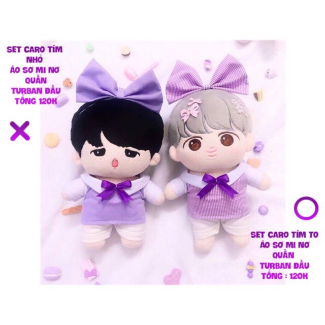 SET OUTFIT ÁO YẾM NƠ CHO DOLL 20cm