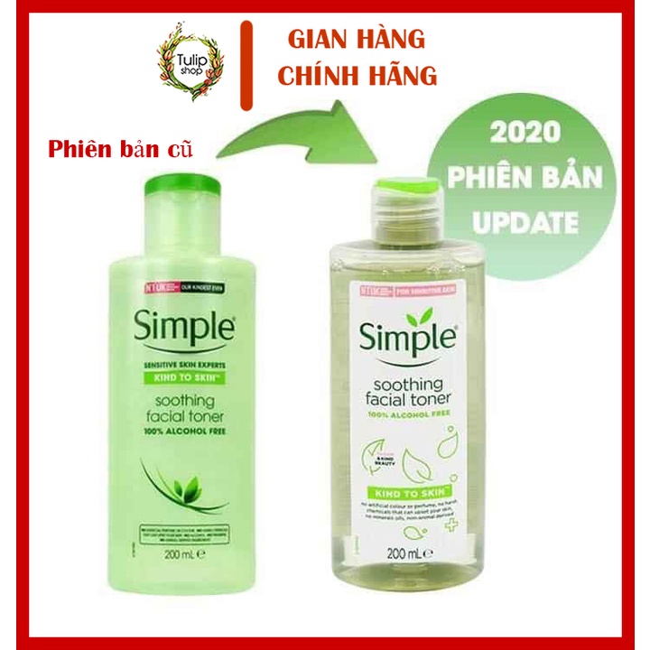 (Mẫu Mới 2020) Nước Hoa Hồng Simple Dịu Nhẹ Cho Da Nhạy Cảm Soothing Facial Toner