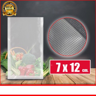 Túi hút chân không 1 mặt nhám B2D 7cm*12cm. Đóng gói chân không, bảo quản mọi loại thực phẩm. Thương hiệu SGE Thailand