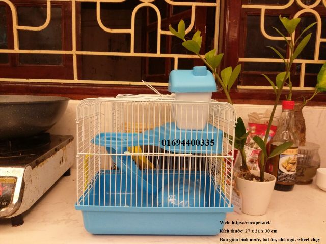 Combo lồng 2 tầng size lớn + full đồ nuôi hamster