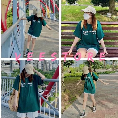 Set đồ nữ áo thun EIGHTEEN quần short kaki ulzzang/ Bộ thụng bigsize mặc đi học, đi chơi phong cách Hàn quốc