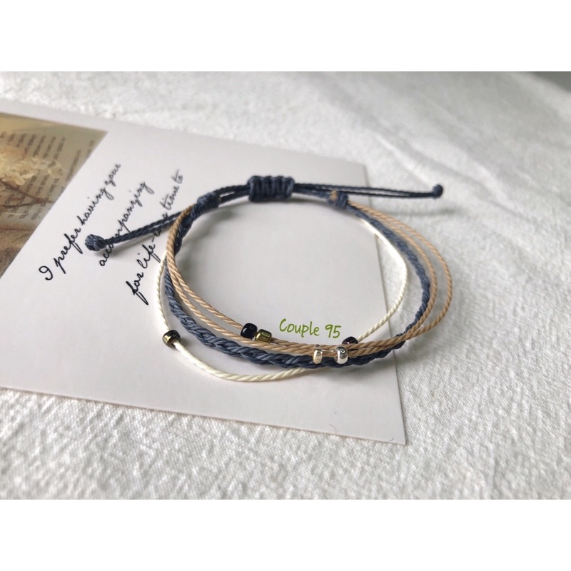 Vòng tay, vòng chân nam nữ waterproof phối hạt cườm basic