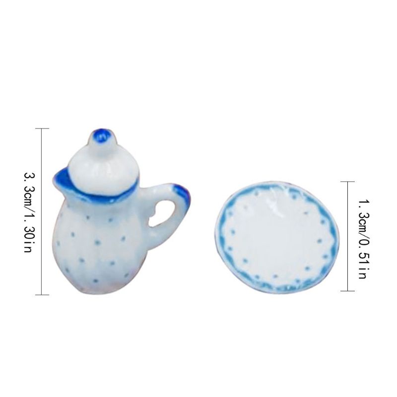 Bộ 12 / 15 Món Đồ Chơi Mô Hình Hoa Sứ Màu Xanh Dương Thu Nhỏ Cho Nhà Búp Bê